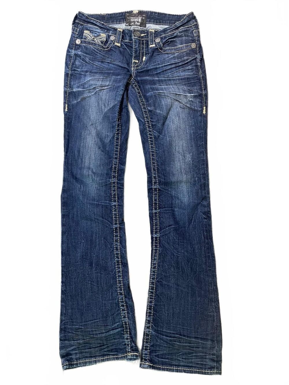 Big Star Women’s Dark Wash Distressed Bootcut Embroidered Jean Sz 26L